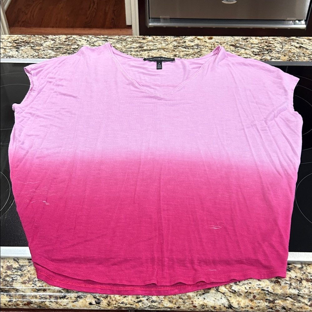 White House Black Market Pink Ombre Short Sleeve Top